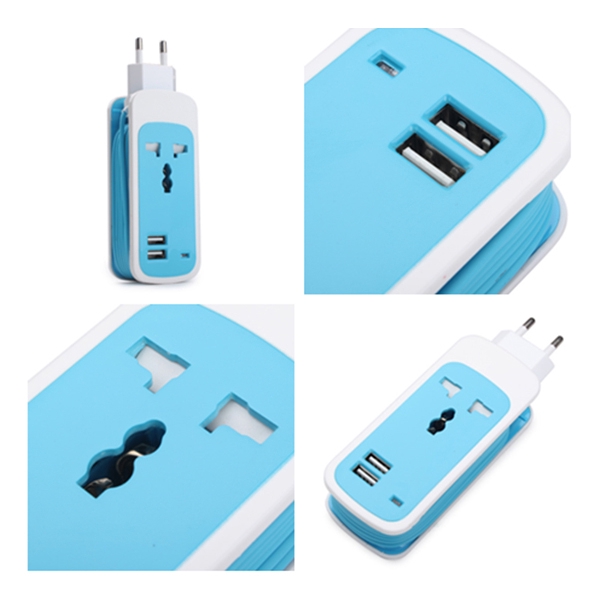 EXBO Stop Kontak Colokan Listrik Universal dengan 2 USB Port - Htm