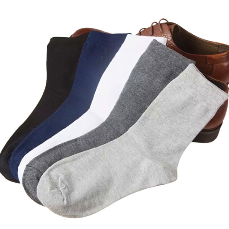 Kaos Kaki Kantor Pria Wanita Dewasa 6 pasang Panjang Sebetis Warna Polos Bahan Adem