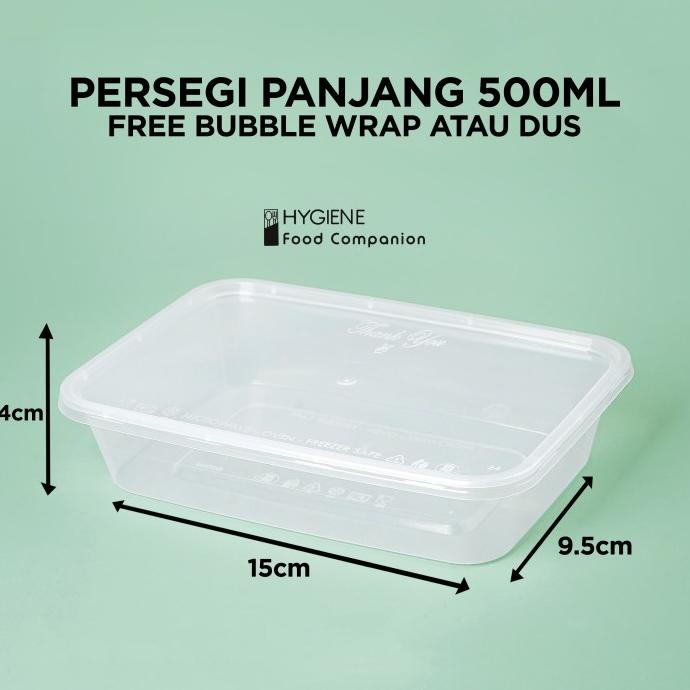 Kotak Makan Plastik 500 Ml Thinwall / Mika Box / Persegi Panjang