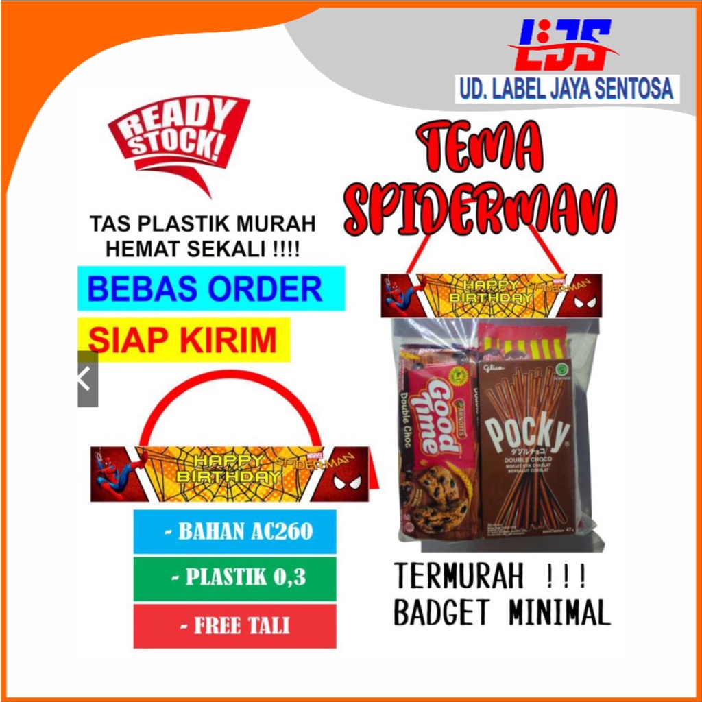 

READY SPIDERMAN GOODIE BAG MURAH TAS PLASTIK PROMO Ultah Anak di label jaya