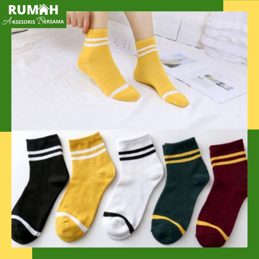 RAB KK219 Kaos Kaki Garis Panjang Wanita Dua Garis Kaos Kaki Low Cut Kaos Kaki Wanita Kaos Kaki Panjang