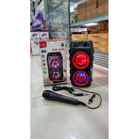 Speaker bluetooth karaoke bonus mic double super bass SQRS wireless bisa usb flashdisk microsd double spiker Subwoofer