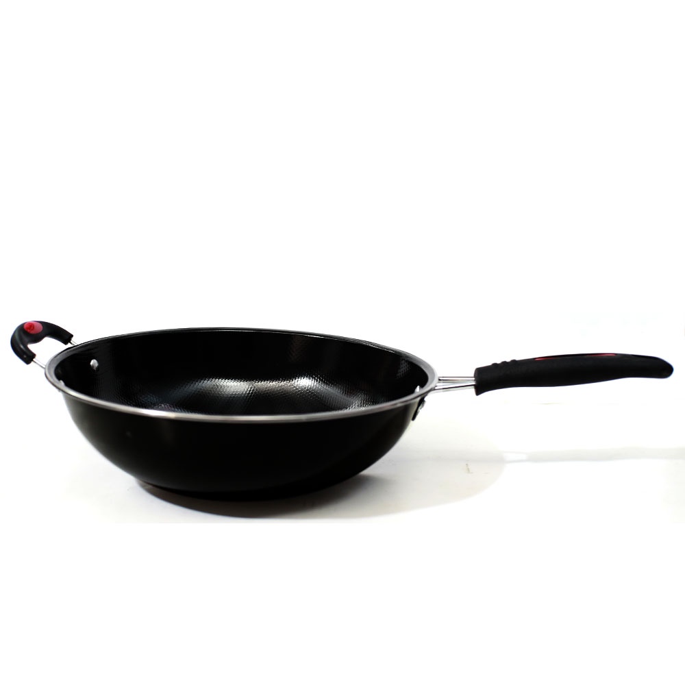 Wajan Hitam 32 cm HA Enamel / Wok Pan Anti Karat Hitam