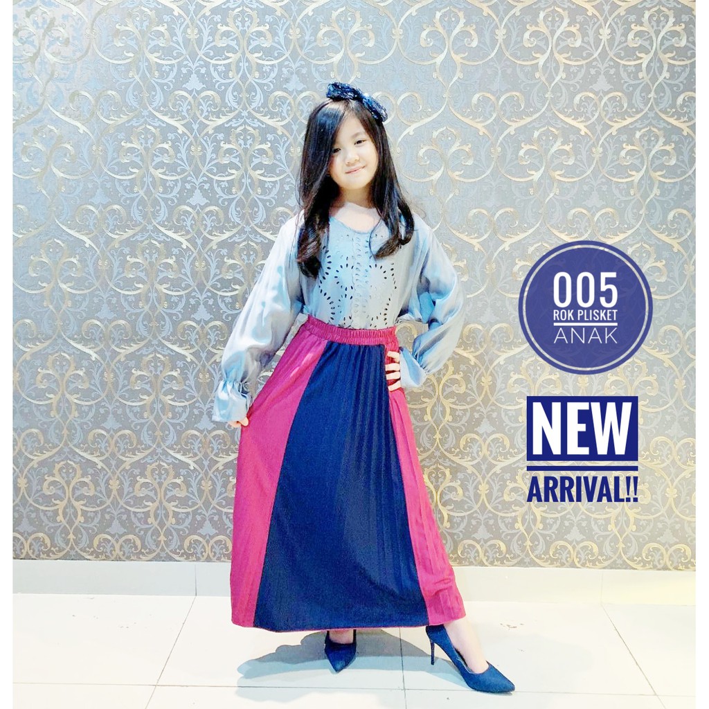 ROK PLISKET ANAK KOMBINASI 005 PRISKET ANAK PANJANG PLEATED SKIRT FLARE SKIRT MAYUNG FLOWY REMPEL