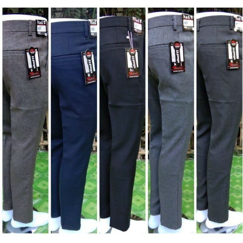 CELANA KERJA, CELANA FORMAL, CELANA BAHAN PRIA SLIMFIT BAHAN DASAR KAIN WOOL VERSI TEBEL , HITAM ABU TUA, NAVI, SILVER