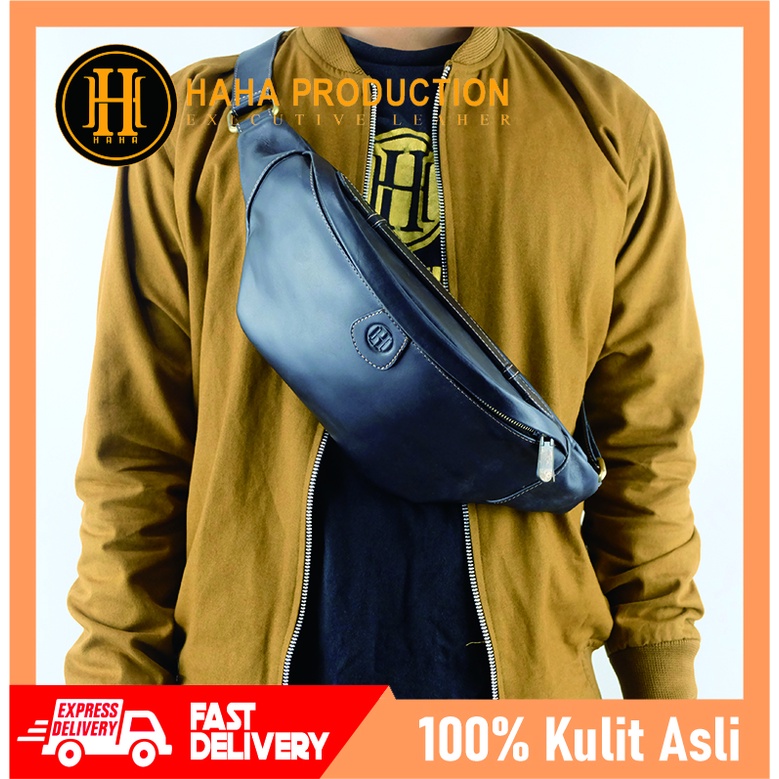 Slingbag Kenji Tas Slempang Selempang Dada Slingbag Waistbag bahan 100% Kulit Asli Pria Laki Cowok