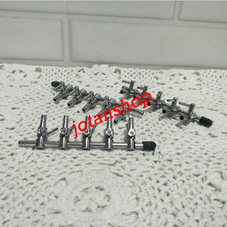 Kran Keran 5 Cabang lubang Nikel Stainless besi Pembagi Udara Aerator Aquarium