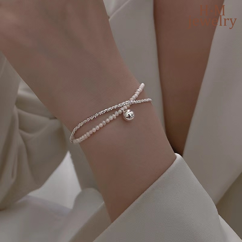 Gelang Mutiara Gypsophila Model Double Layer