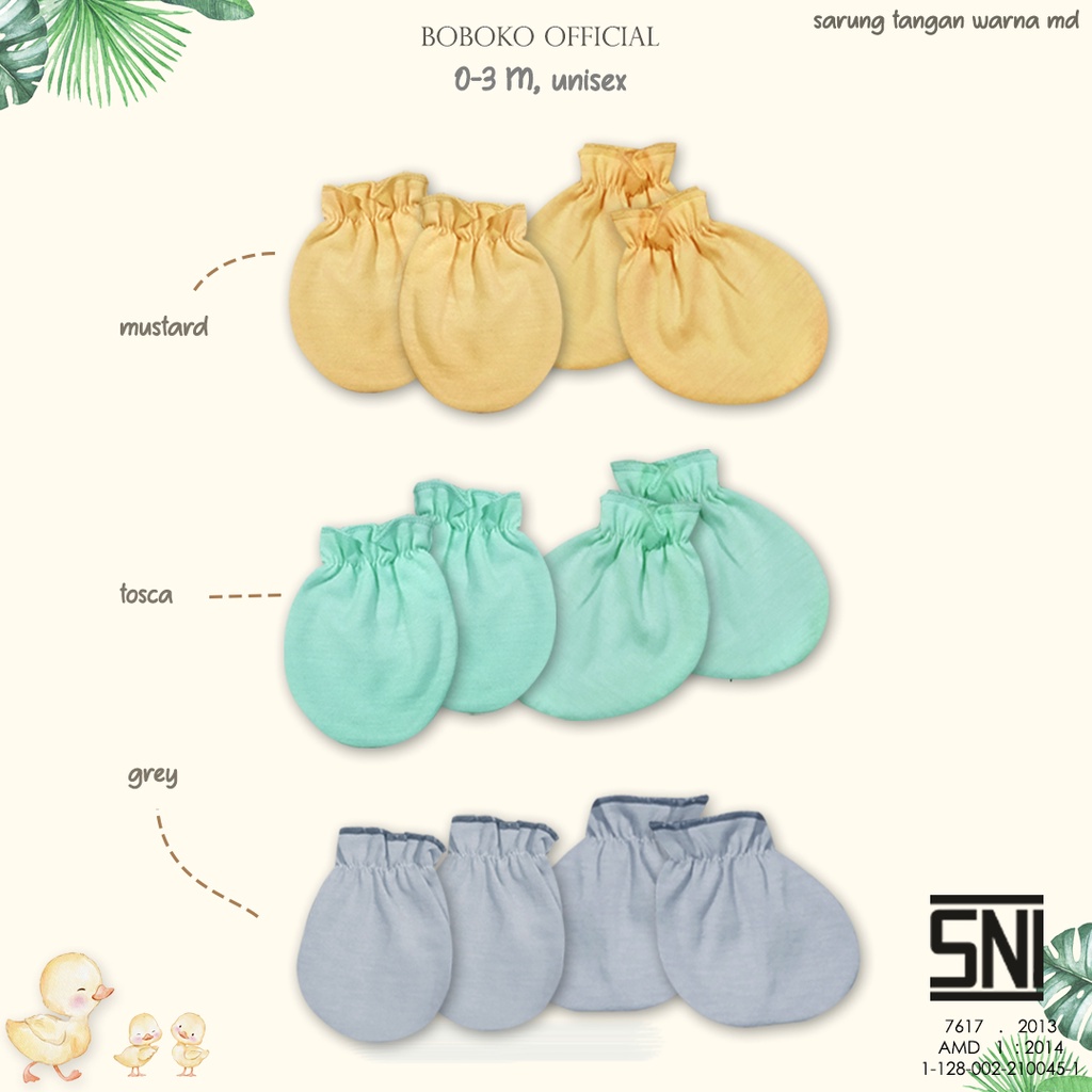 BOBOKO Sarung tangan dan sarung kaki bayi Warna Pastel serut