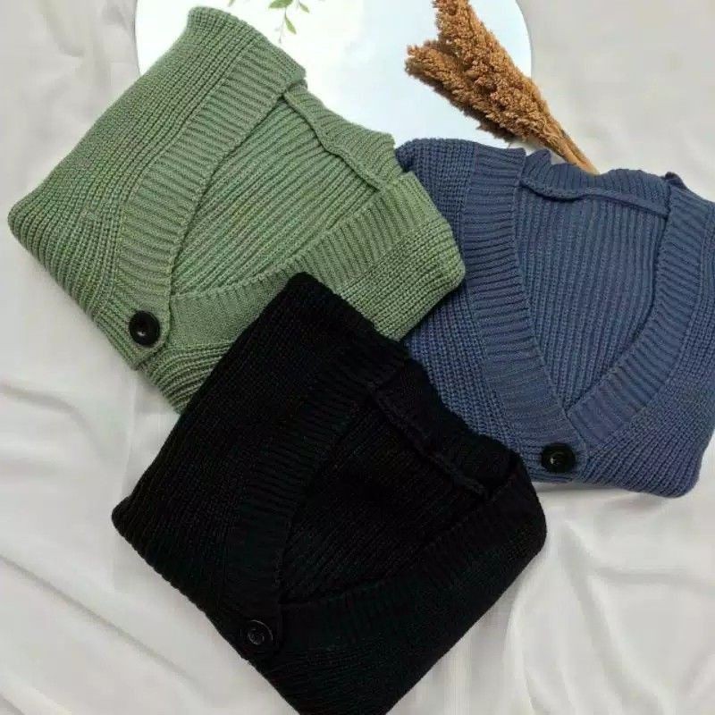 Cardigan Rajut crop Oversize premium nacara Tebal-4