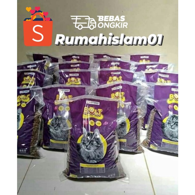 Makanan kucing Bolt 1kg / bolt bentuk ikan / pakan kucing termurah
