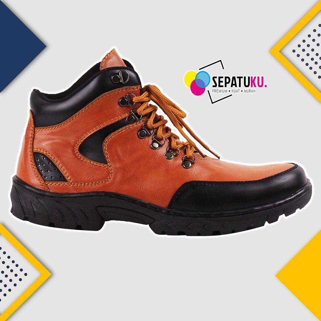 Sepatu Pria Keren Sepatu Pria Murah Sepatu Boots Safety Boot Pria Murah Spatu Pria Casual Sepatu Boots Boot But Pria Sport Original Sepatu Cowboy Sepatu Cowok Keren - Dragon-TAN