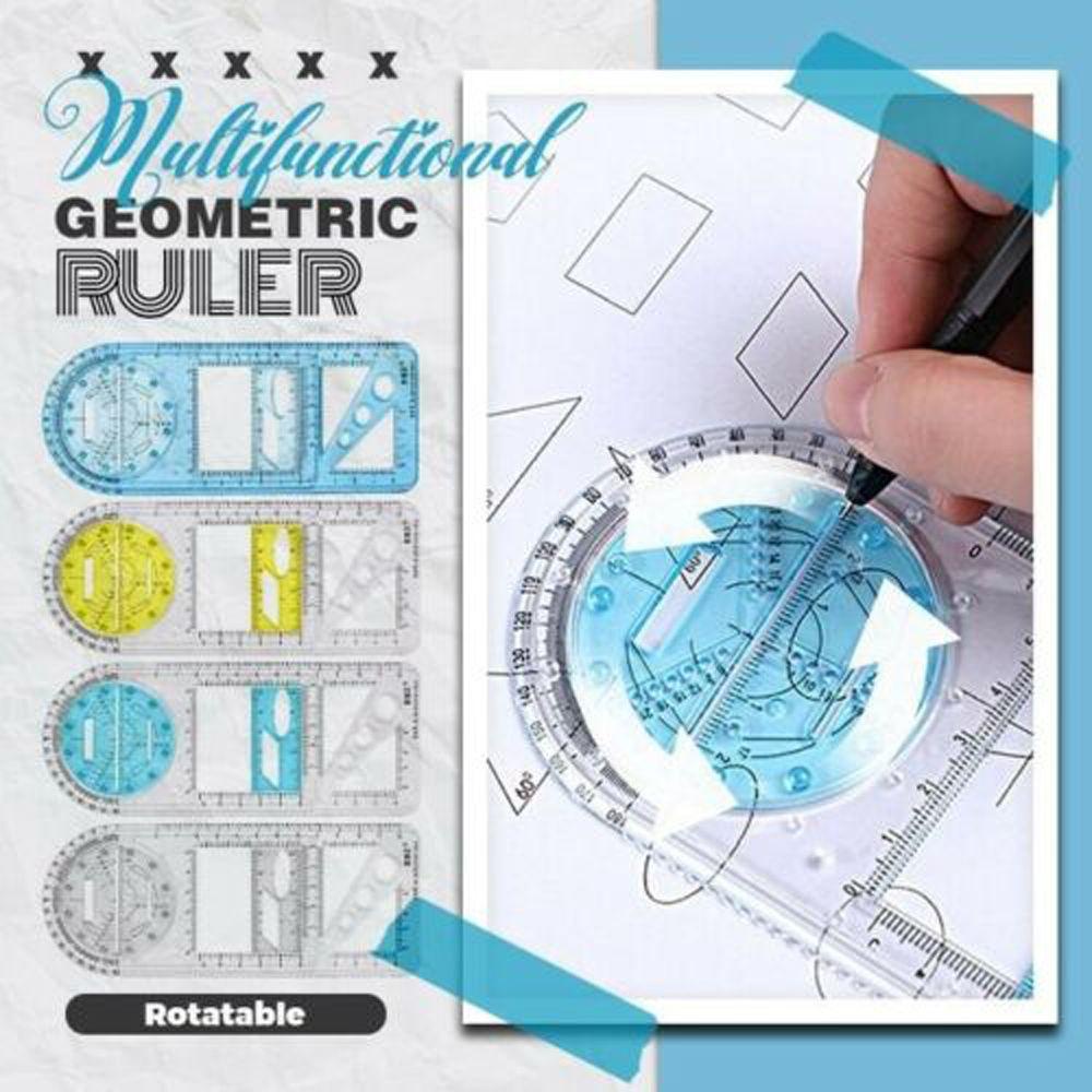 Wonder Penggaris Geometris Multifungsi Plastik Pasokan Arsitek Sekolah Kantor Penggaris Gambar Primer