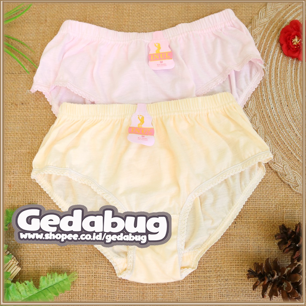 3 Pcs - CD Wanita INUL Karet kerut semi Renda | Celana dalam wanita dewasa Berkualitas | Gedabug