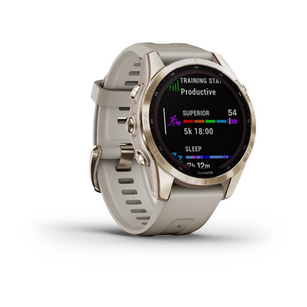 Garmin Fenix 7S Solar Sapphire Cream Gold Titanium Cream Nylon Band Garansi Resmi TAM 2 Tahun