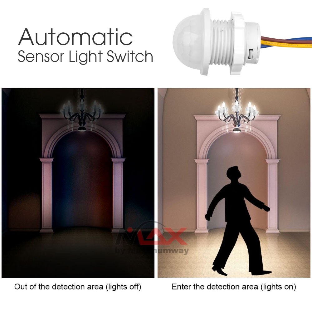 Sensor Gerak PIR untuk lampu atau Alarm Security 220V bisa setting waktu dan cahaya PIR Motion