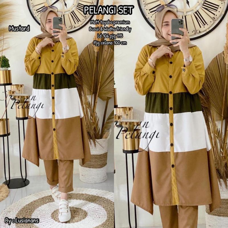 BEST SELLER SETELAN GAGIL BY OVA SETELAN MUSLIMAH WANITA READY PELANGI SET