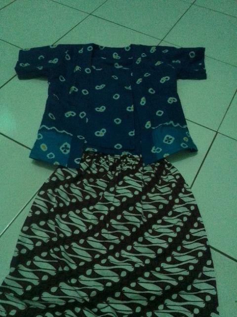 Setelan Batik Anak Cewek Bahan Katun Model Kutubaru Warna Marun Bac28