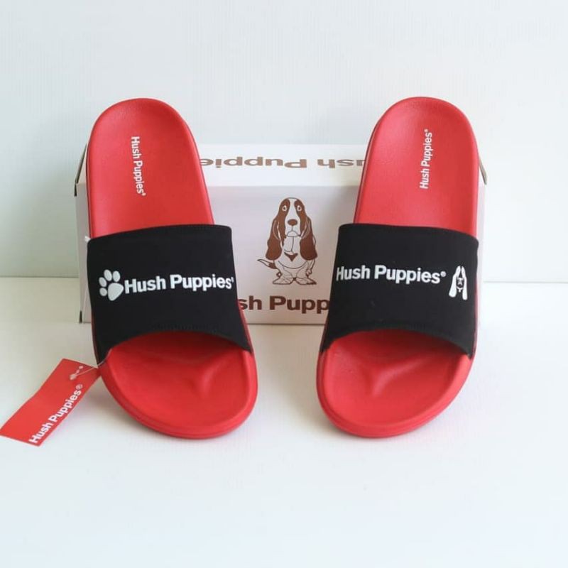 Promo Ramadhan Sandal Hush Puppies Red Slide Black Varsity