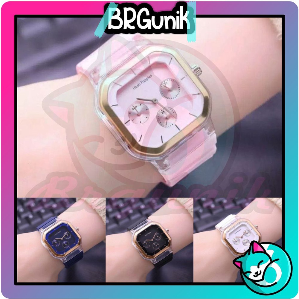 BRGUNIK Jam Tangan Wanita Cewek Hosh Poppies Sergi Jarum Strap Rubber JT038