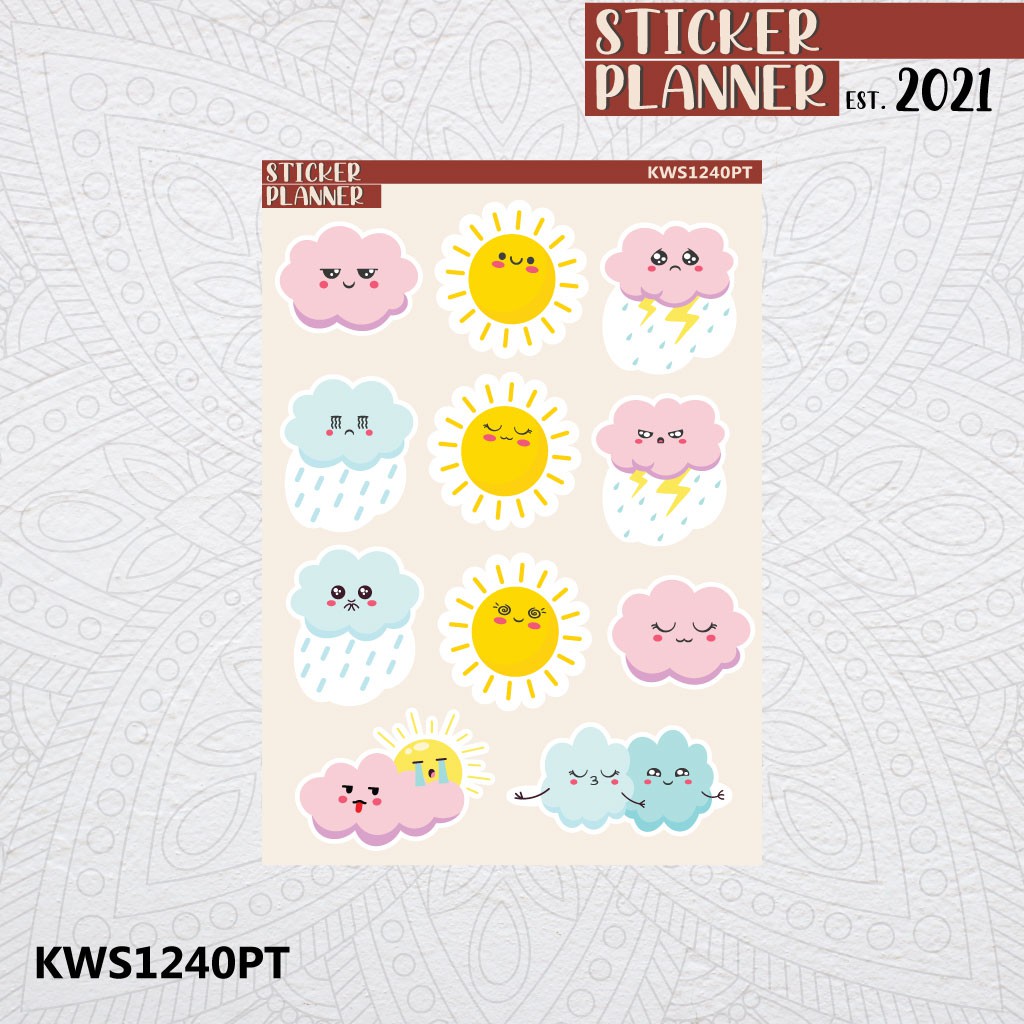 

Kawaii Emoji Weather Sticker Planner | Sticker Sheet, Bujo, Hobonichi, Journal, & Agenda