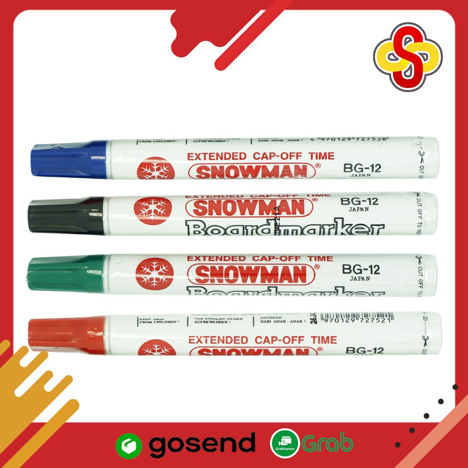 Spidol Whiteboard Marker / Spidol Papan Tulis Snowman BG-12