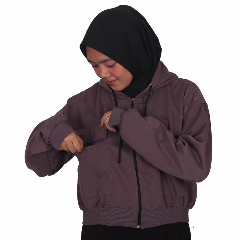 Public - Zarra Crop Hoodie - Jaket Crop Hoodie Wanita