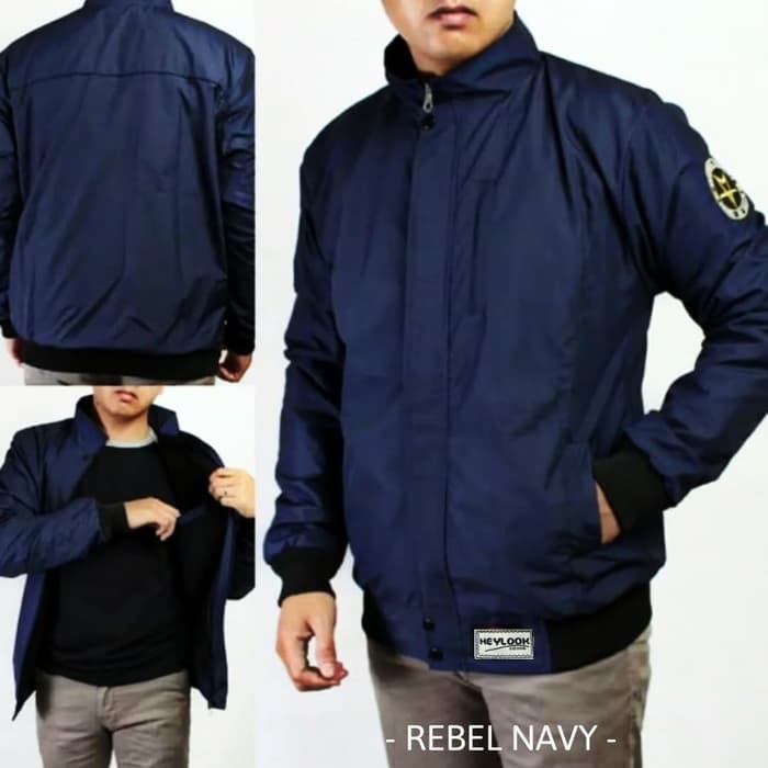 JAKET BOMBER REBEL PRIA PARKA WINDBREAKER PARASUT MOTOR HOODIE GRAB