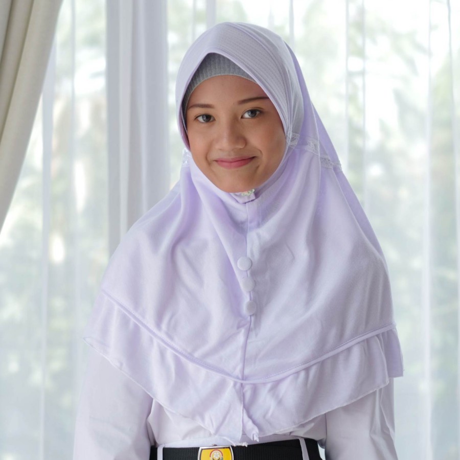 KERUDUNG ANAK SD PREMIUM / HIJAB INSTAN KAOS / BERGO ANAK SD SEKOLAH INNOVA PUTIH ASRA HIJAB