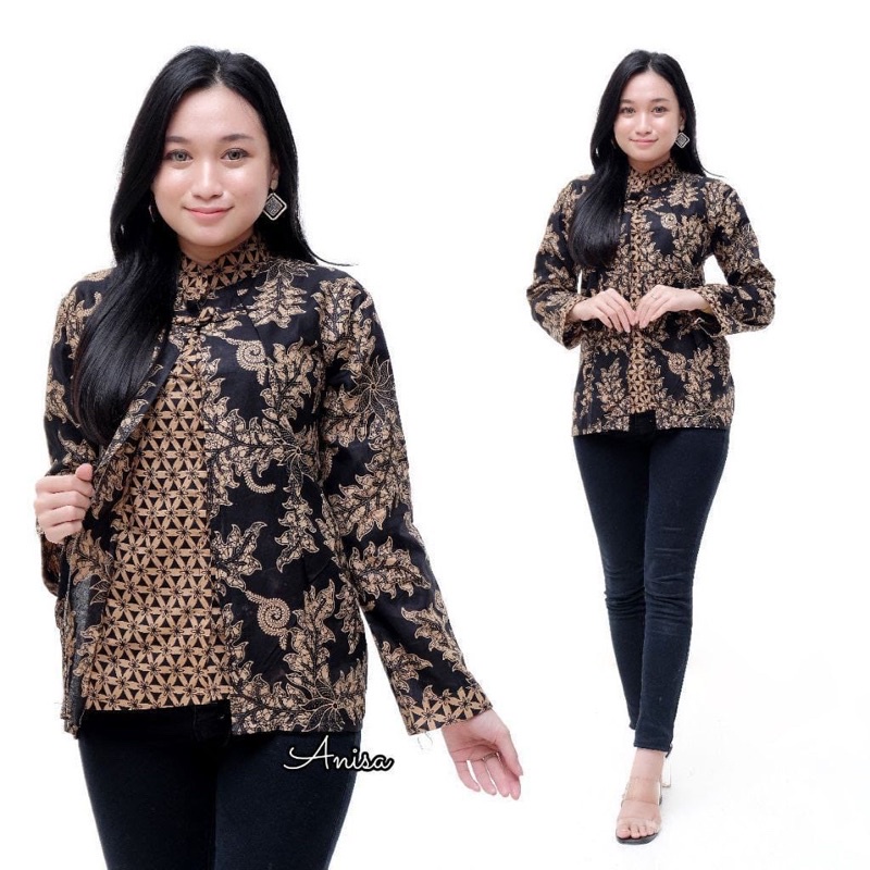 Blus Batik Bolero Atasan Baju Kantor Wanita Lengan Panjang