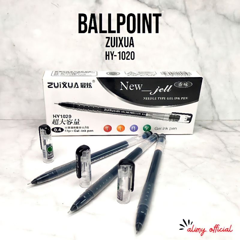 

[1 Pack=12Pcs] PROMO Pulpen Gel Zuixua New Jell - Bolpen New Jell Hitam Biru Merah - Pulpen Gel Apple