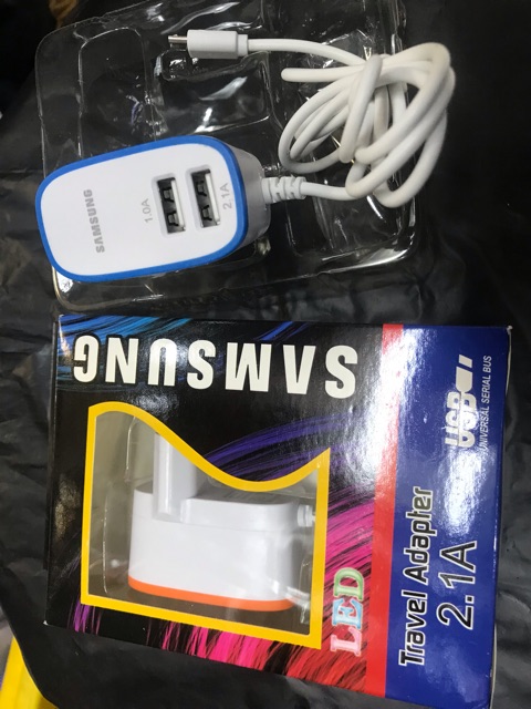 Charger sams  led 2.1A kabel micro + 2USB