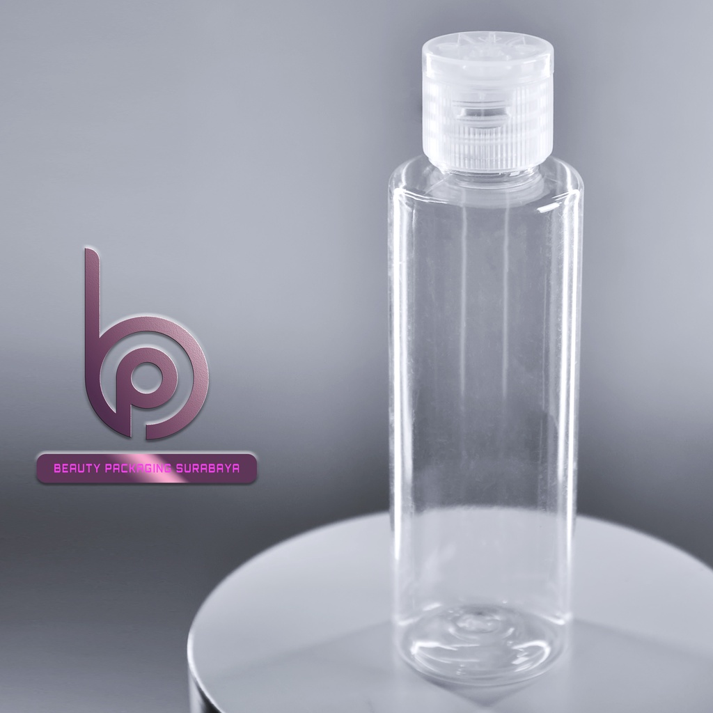 Botol Plastik PET 60ml RF Bening Tutup Fliptop