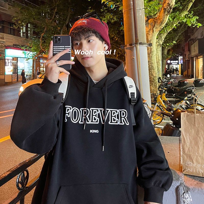 (S - 6XL) Hoodie Jumper FOREVER KING Korean Harajuku Style BIGSIZE Streetwear JUMBO Jaket Sweatshirt OVERSIZE Unisex XXXL XXXXL 4XL 5XL 2L