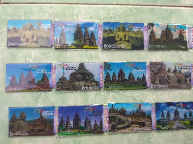 MAGNET KULKAS CANDI PRAMBANAN DAN STUPA BOROBUDUR INDONESIA 8x5 cm - SOUVENIR MURAH KHAS JOGJA