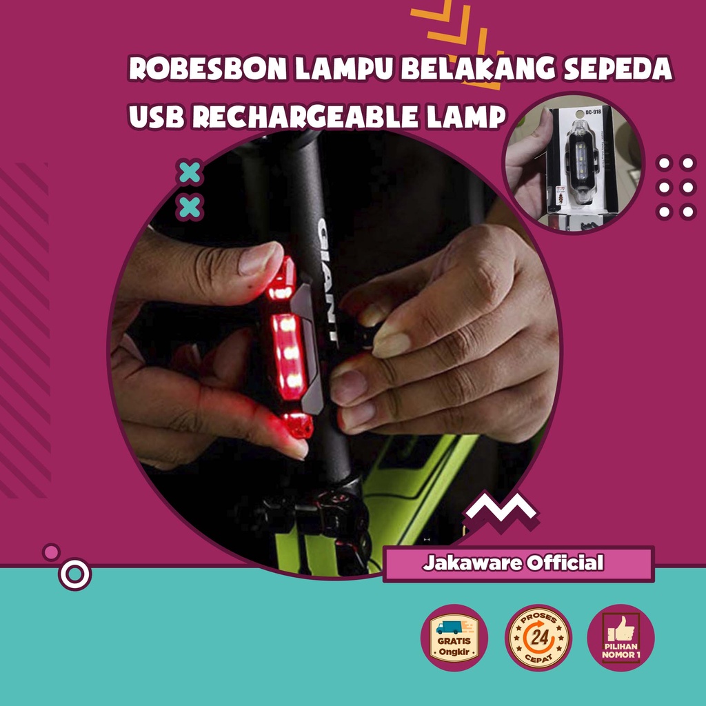 LAMPU BELAKANG SEPEDA USB RECHARGEABLE LAMP SEPEDAH RAMBU LED CHARGER BATRAI BATERAI ISI ULANG WARNA