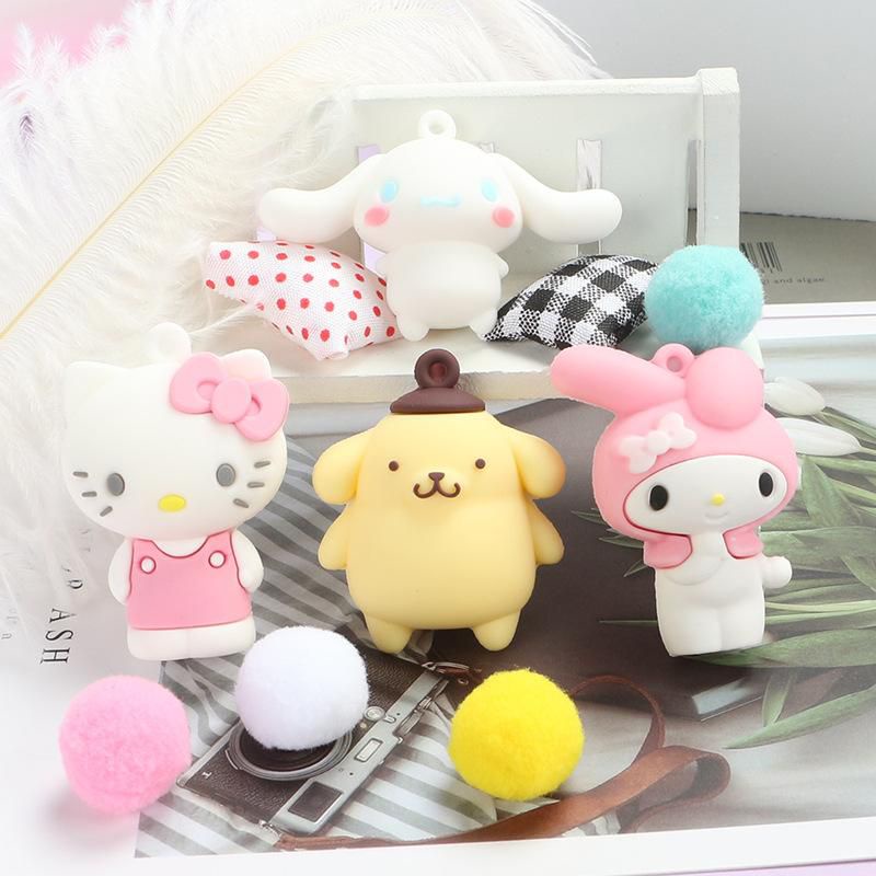 Melody Kuromi Keychain Pendant Cartoon Doll Ornaments Epoxy Pudding Dog Frog Melody Cute Toy Gift