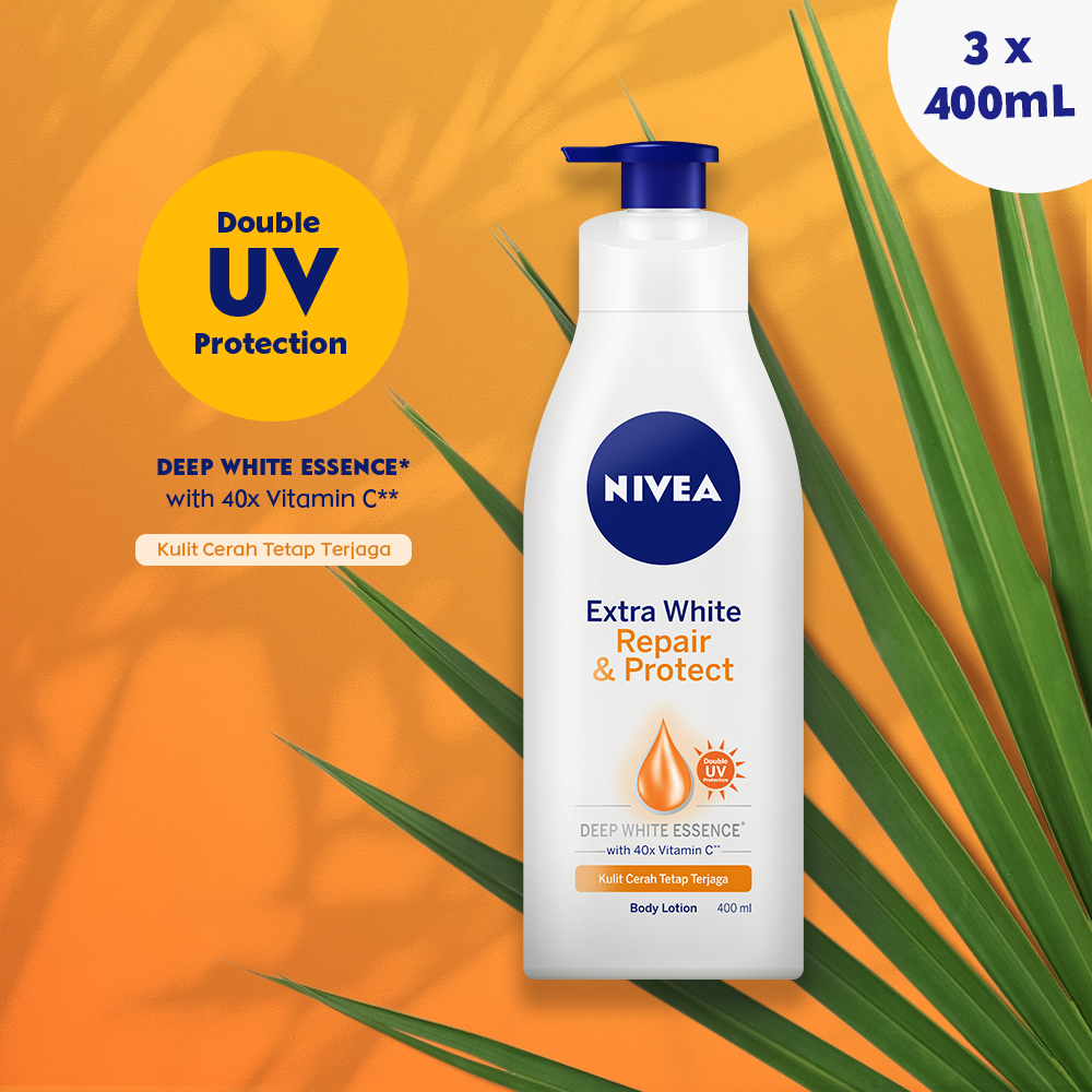 NIVEA Body Lotion Extra Bright Repair &amp; Protect SPF15 380ml x3 - Mencerahkan kulit kusam, melembapkan