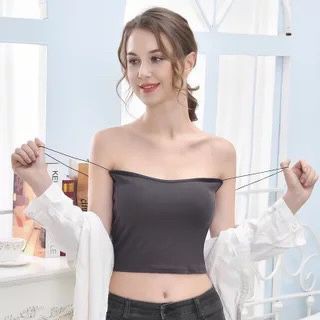 Fashion Tanktop Bra Wanita Basic Square spaghetti Crop top Willansey-Abu-abu