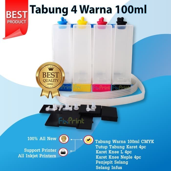 Jual Tabung Tangki Tinta Modif 4 Warna 100ml Infus Printer Hp 2135 4176 2335 2336 Canon Ts307 7791