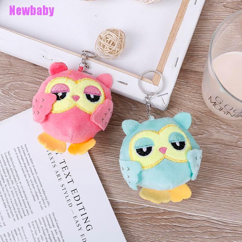 [Newbaby]9Cm key chain toys plush stuffed animal owl toy small pendant dolls party