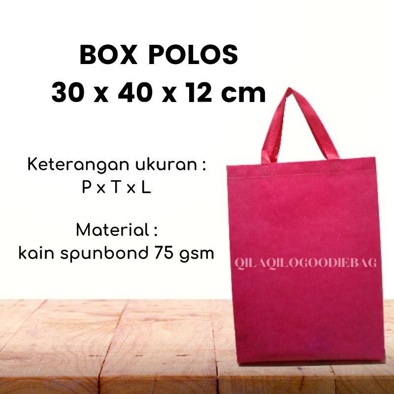 

TAS SPUNBOND BOX POLOS ukuran 30 x 40 x 12 cm (P x T x L)