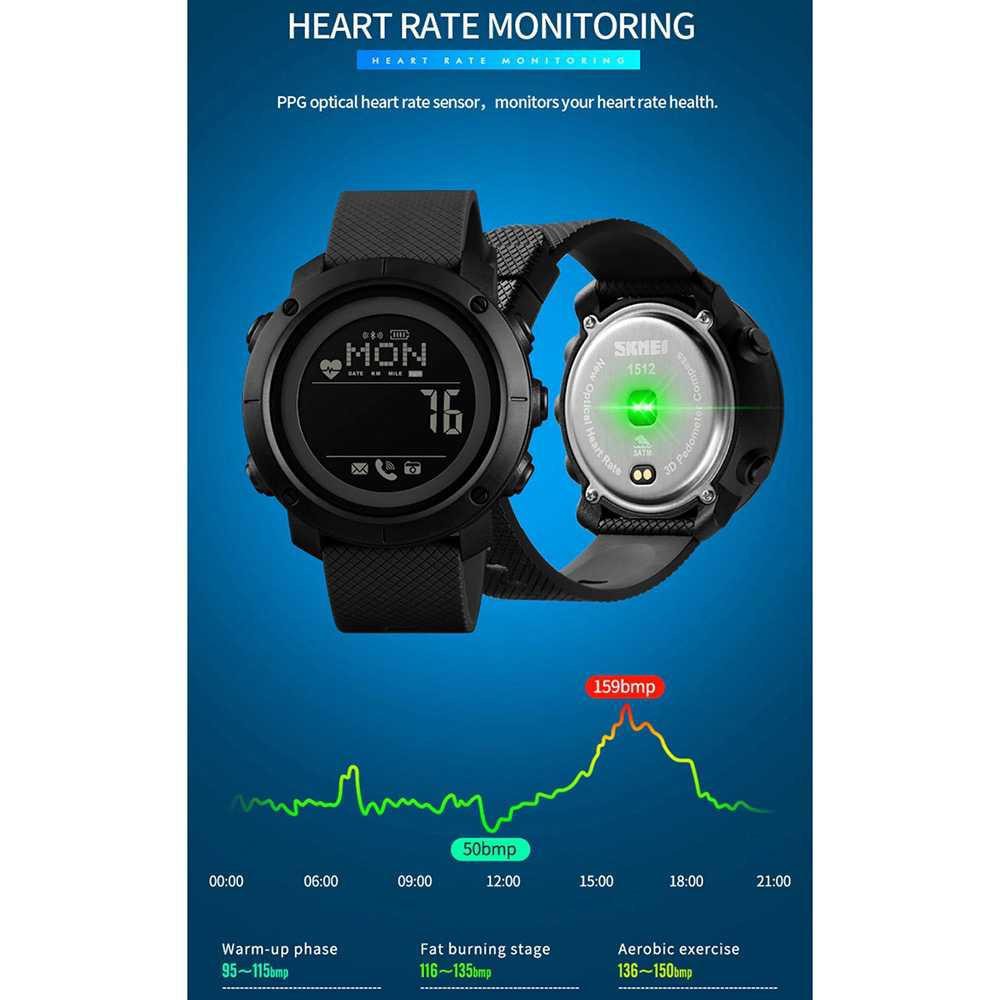 SKMEI Jam Tangan Smartwatch Pria Bluetooth Compass Heartrate 1512 [Hitam]