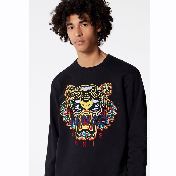 KENZO/Takada Kenzo Baru Bordir Kepala Harimau Naga Hitam Sweatshirt