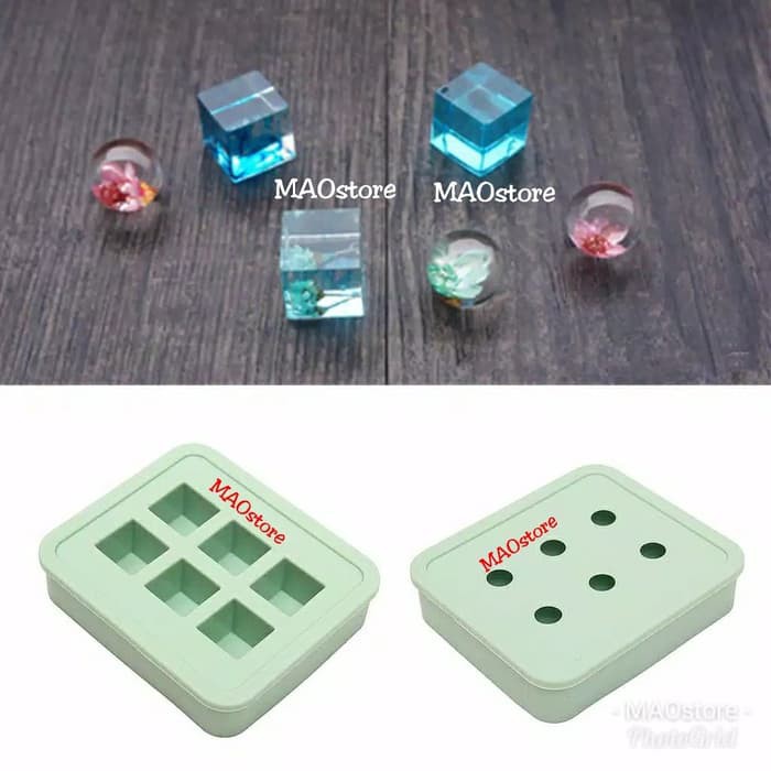 MAOSTORE 6 CETAKAN MOLD SILICONE SILIKON MANIK MANIK RESIN DIY CRAFT KOTAK / BULAT
