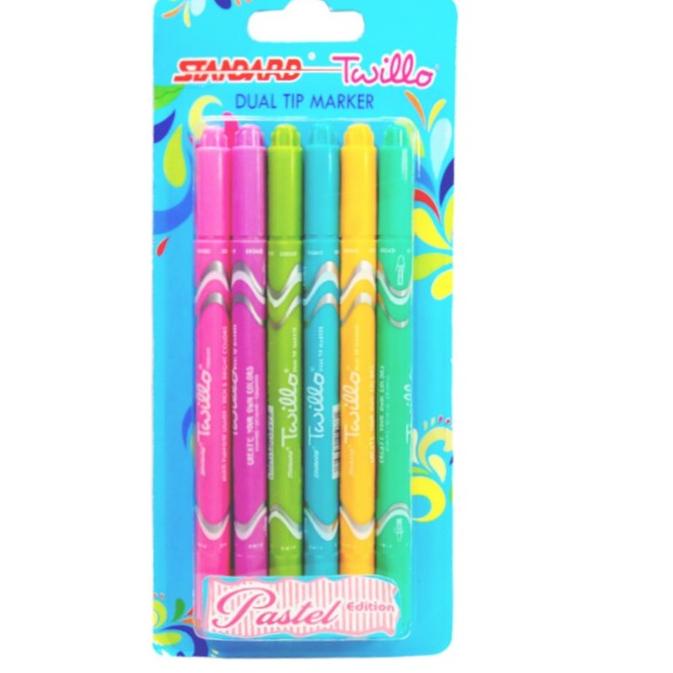 

㊤ Standard Twillo Blister Dualtip Marker Set 6 Mix color ( Spidol Dualtip ) ♬