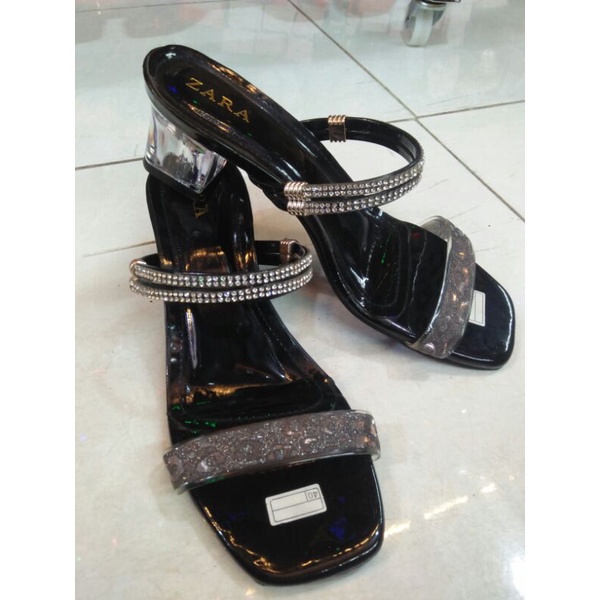 Sandal heels Zara dan Vincci tahu kaca 5cm | Sepatu pesta | Sendal sepatu mewah