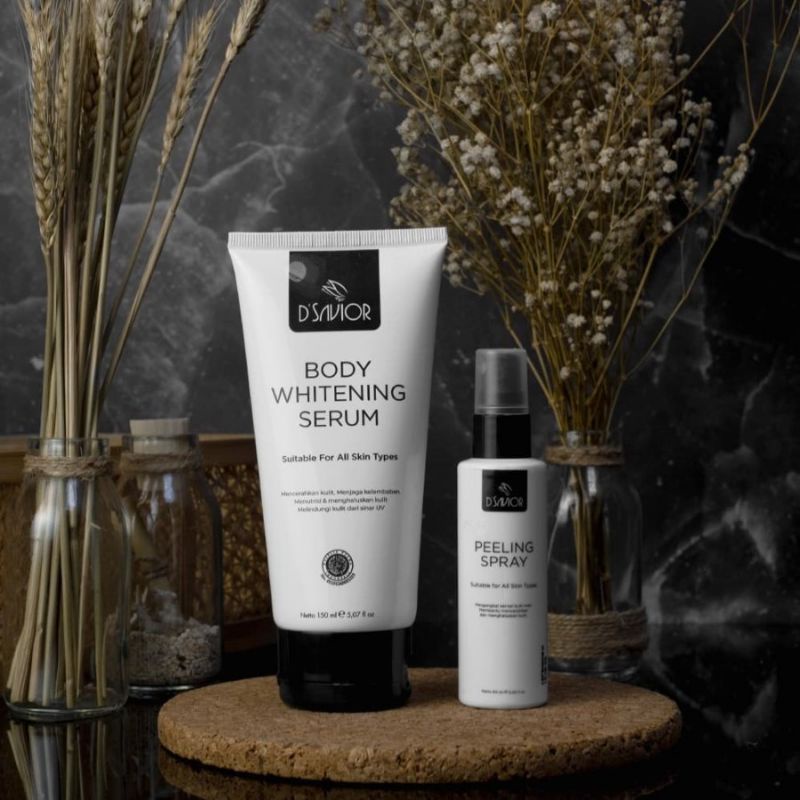 MS Glow Jatim - D Savior Body Care 1 Paket Body Serum Dan Peeling Spray