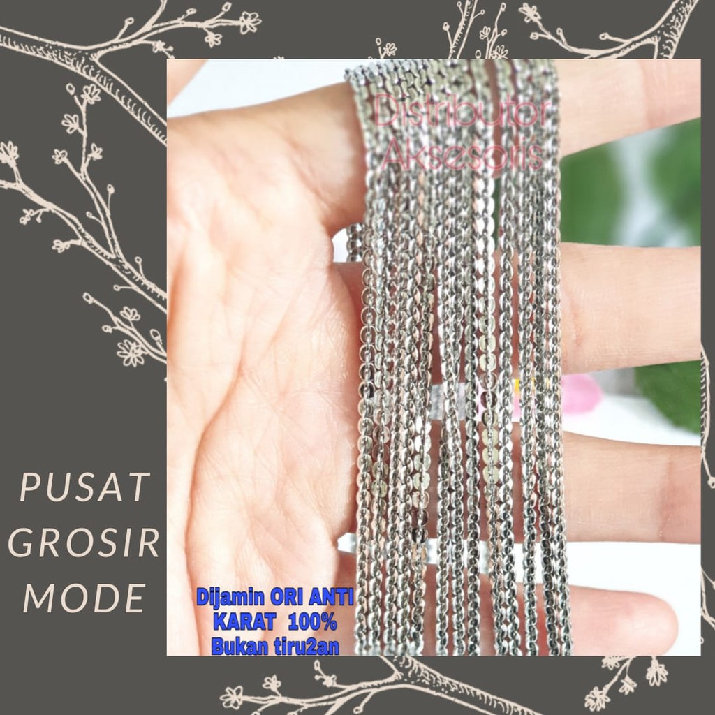 Rantai Bulat Titanium ANTI KARAT SELAMANYA SILVER PGM RT06 45CM