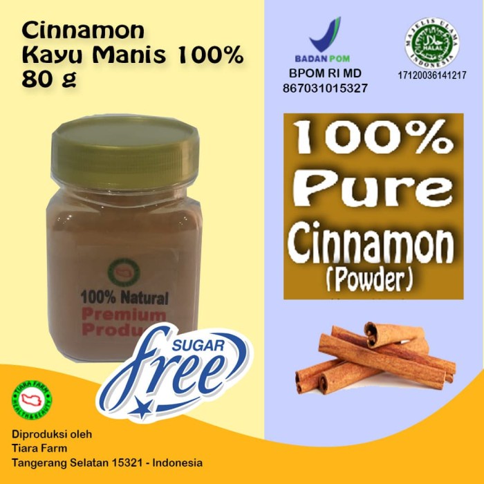 

Cinnamon Powder (Bubuk Kayu Manis) Premium Murni 80 g - Tiara Farm (BERKUALITAS)